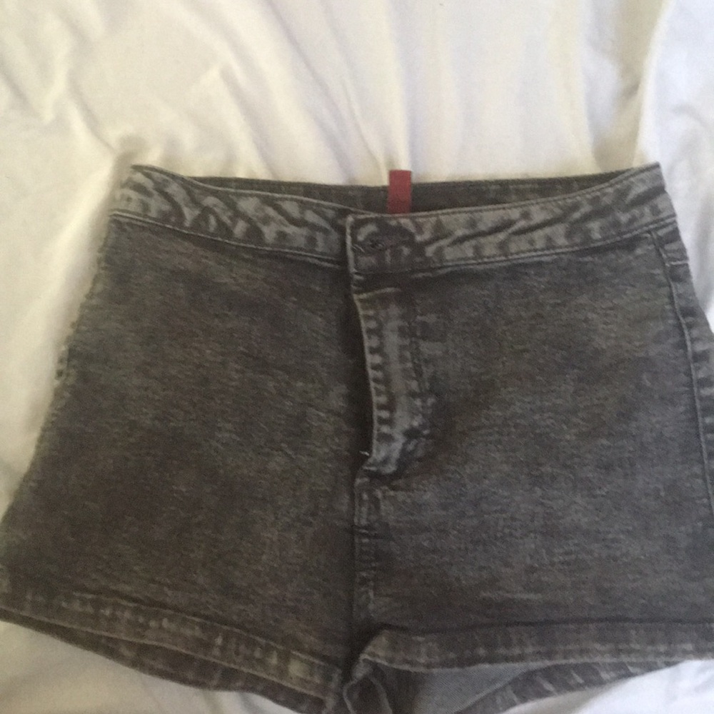 Black denim washed black shorts
